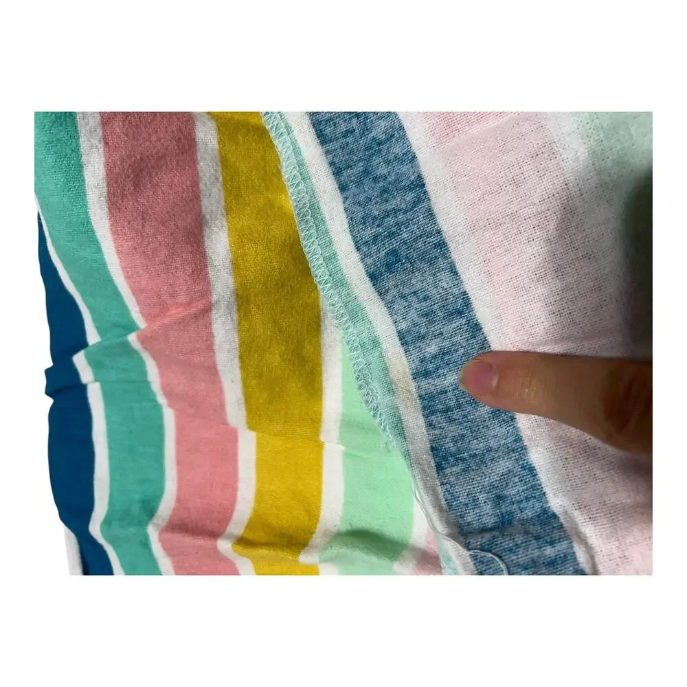 Cloud Island Striped Pink Yellow Green Blue Flannel Receiving Baby Blanket 2020